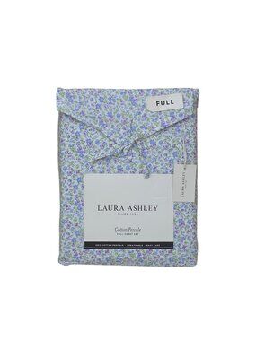 Laura Ashley Cotton Percale Full Sheet Set Floral Breathable Easy Care 100% Cott